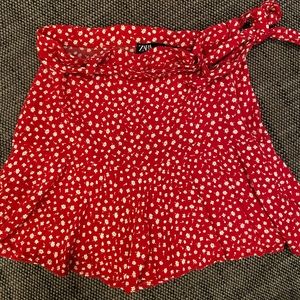 Zara Red Floral Skirt/Skort